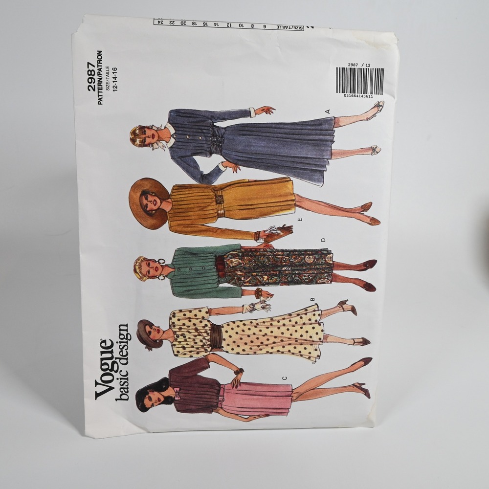 Vogue 2987 Sewing Pattern Misses 12-14-16 Dress Uncut Factory Folded